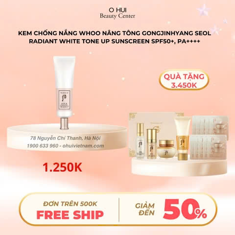 Kem chống nắng Whoo nâng tông Gongjinhyang Seol Radiant White Tone Up Sunscreen SPF50+,PA++++